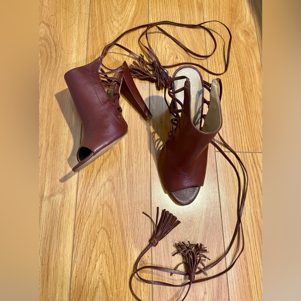 Elegant Brown Lace-Up Heels